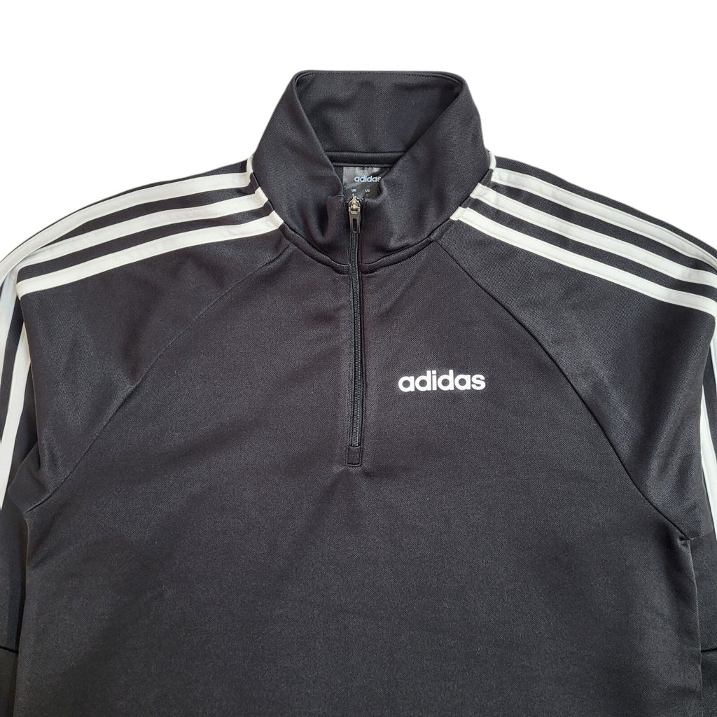 Adidas Black 1/4 Zip Sports Modern Tracksuit Top Jacket UK Men's Size S