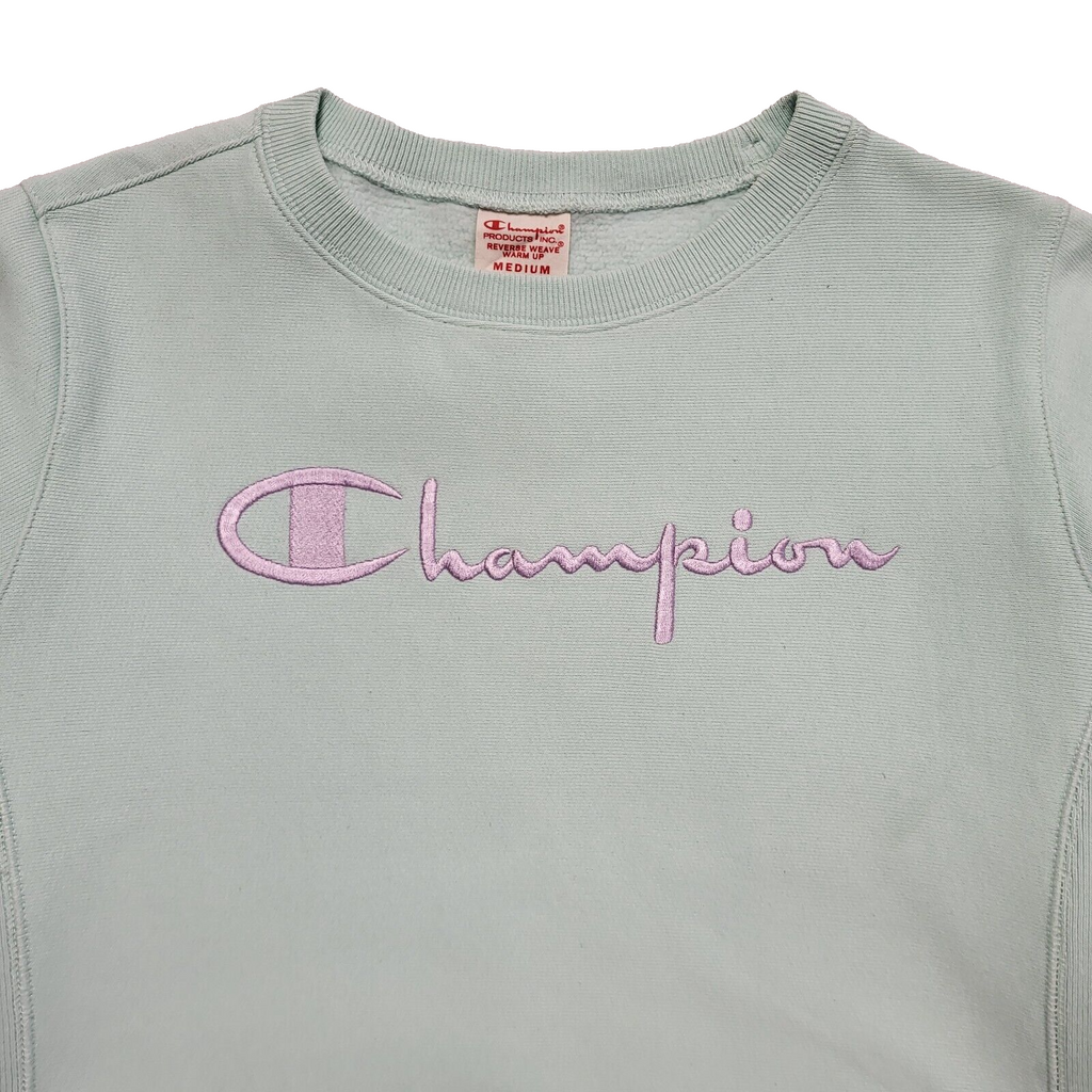 Champion Reverse Weave Vintage Y2K Turquoise Sweatshirt Women's UK Size M