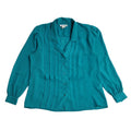 Ship & Shore Teal 90's Long Sleeve Pleated Shirt Women's UK Size 12