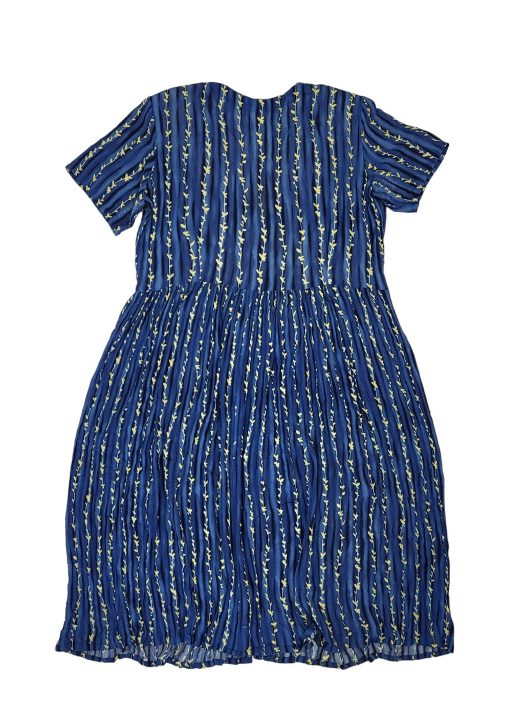 90s Vintage Blue & Yellow Buttoned Daywear Dress Women's Size 18