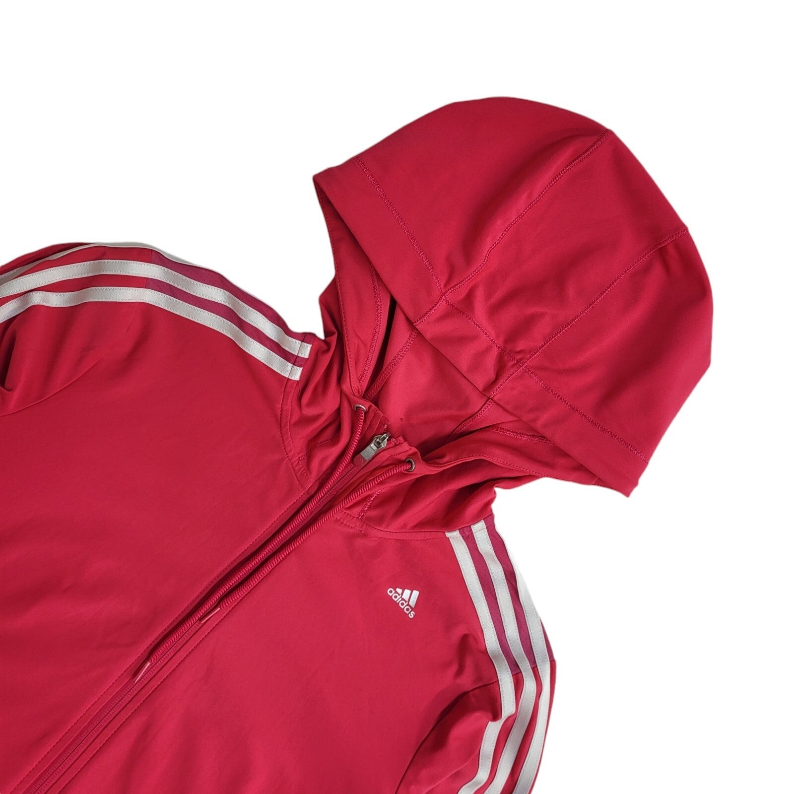 Adidas Y2K Pink Full Zip Hooded Tracksuit Jacket Women's UK Size M 12-14