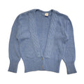 Vintage 80s Blue Knit Low V-Neck Cardigan UK Women's Size Large 12