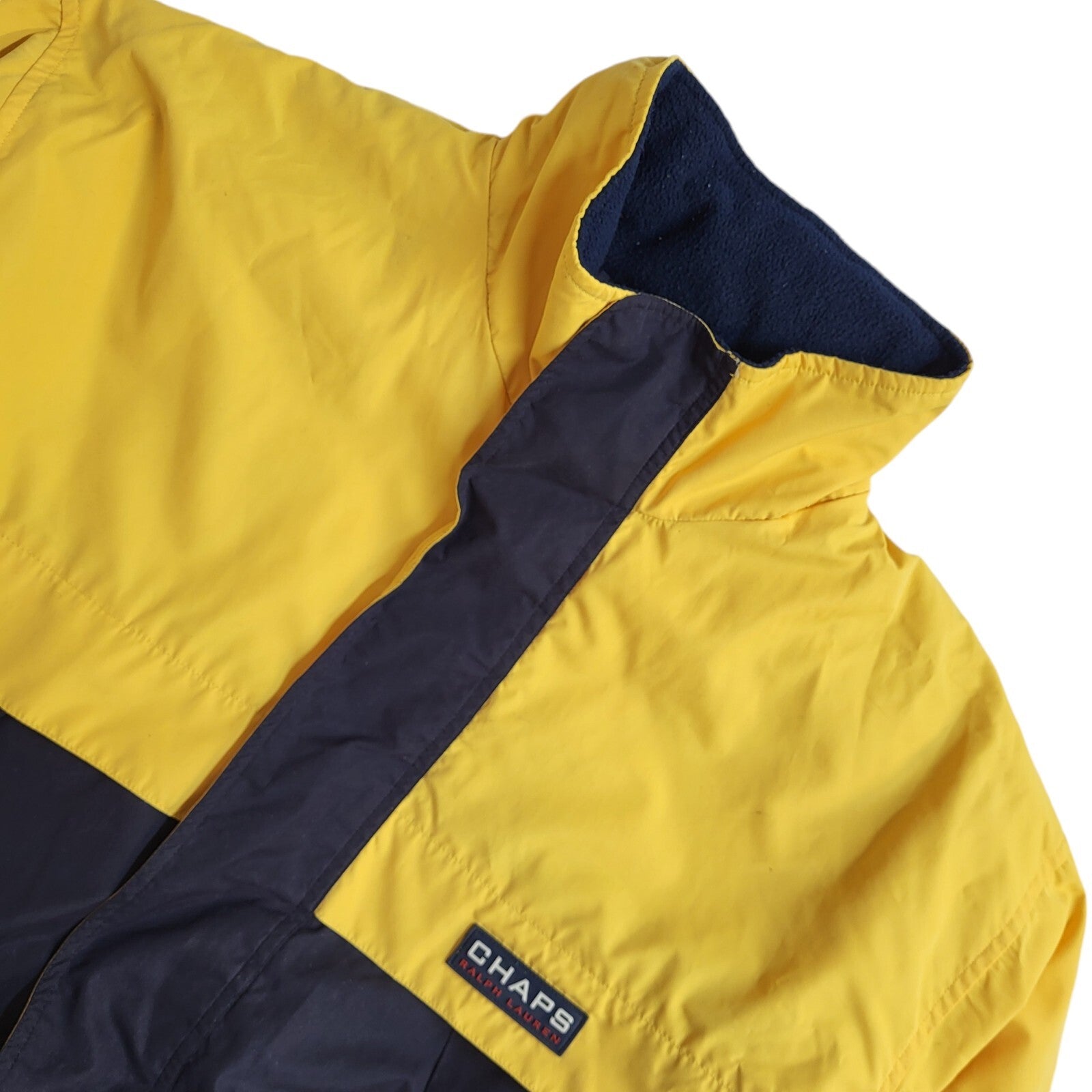 Ralph Lauren Chaps Yellow & Black 90s Zipped Vintage Jacket Uk Men's Size Large