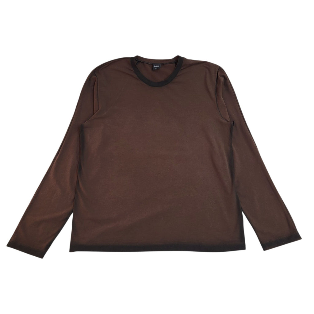 Hugo Boss Brown Y2k Cotton Long Sleeve T-Shirt Uk Men's Size XL