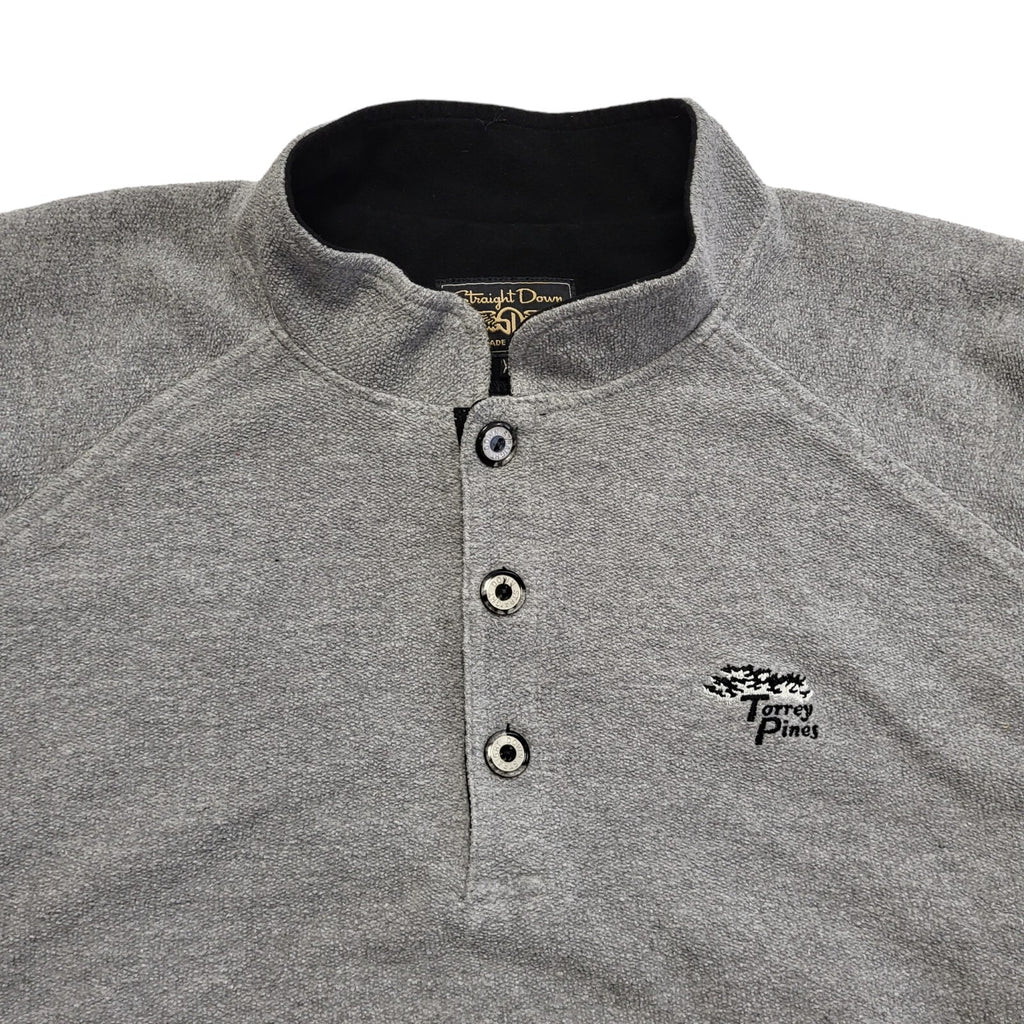 Straight Down Grey Vintage 80's 1/4 Button Sweatshirt Mens UK Size XXL