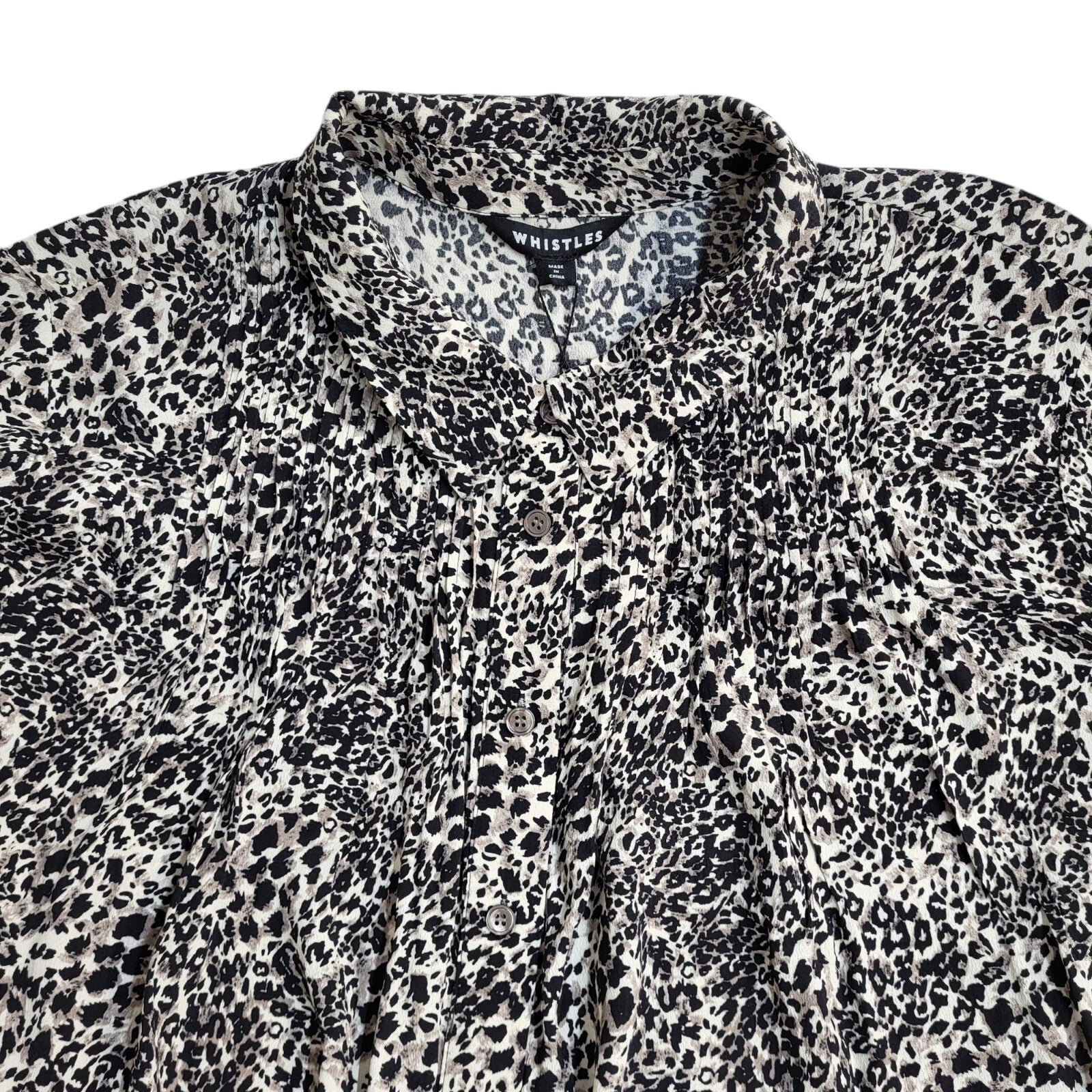 Whistles Black & Brown 90's Long Sleeve Animal Print BNWT Shirt Women's Size 16