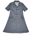 70s Vintage Blue & White Weave Pattern Shift Dress Women's 14