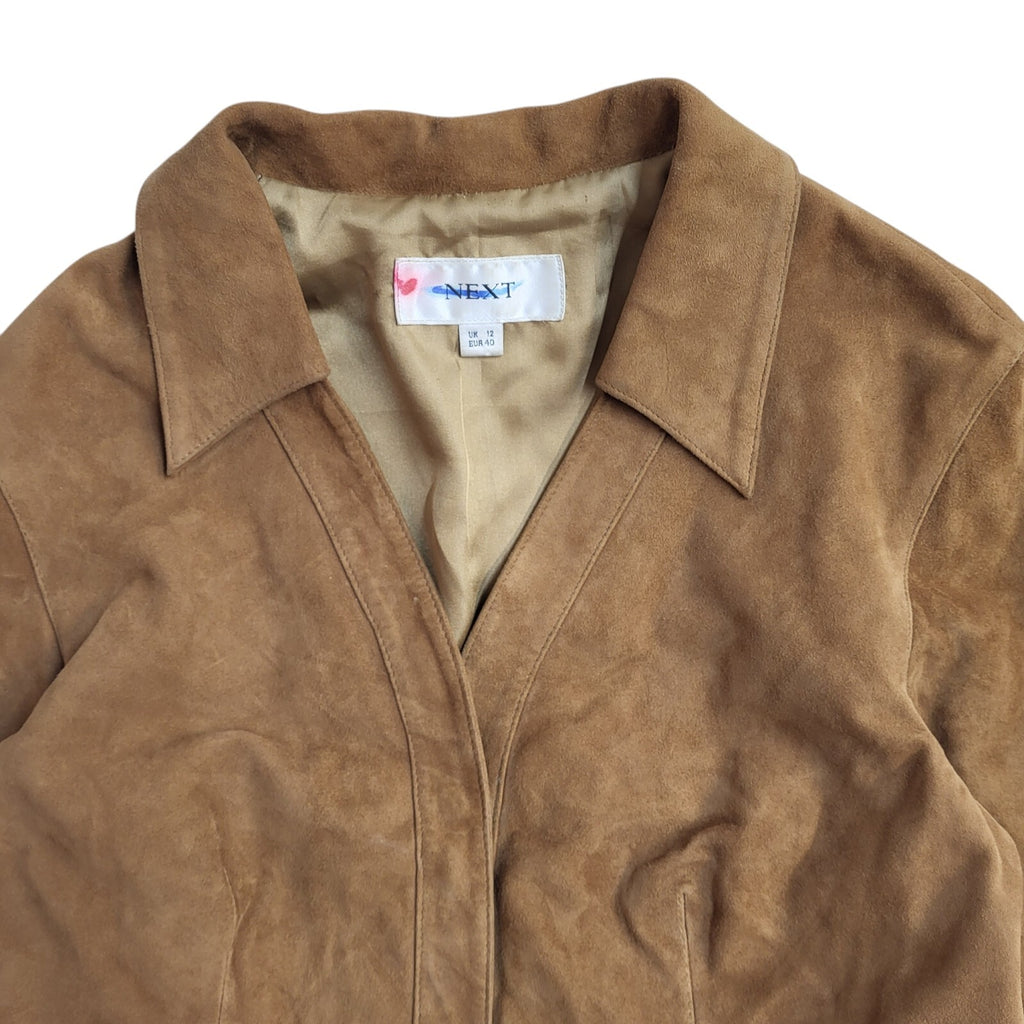 Next Brown Y2k Leather Zipped Jacket UK Women's Size 12