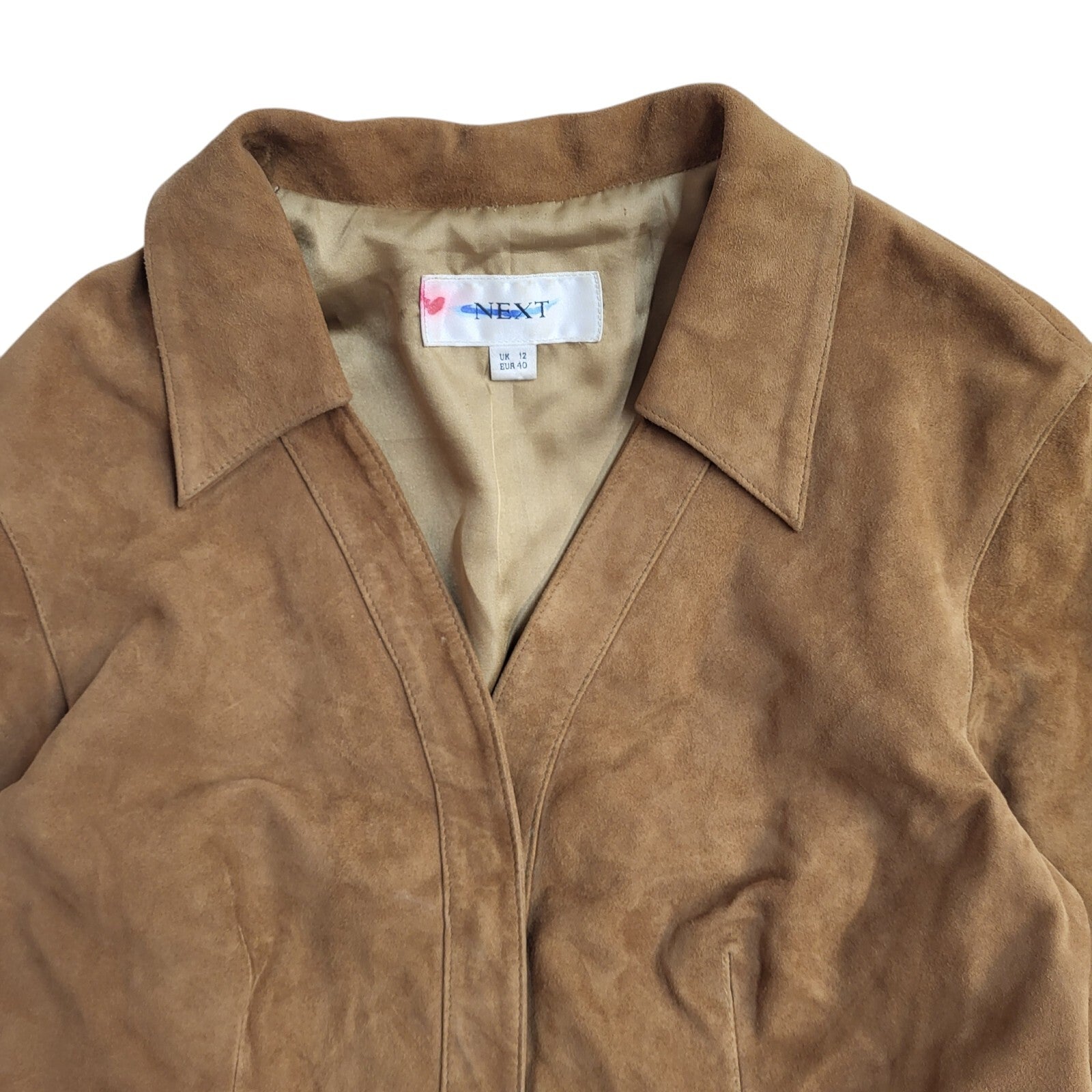 Next Brown Y2k Leather Zipped Jacket UK Women's Size 12