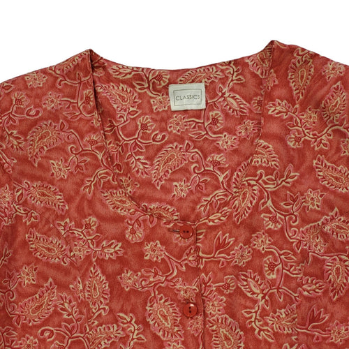 90s Vintage Classics Pink Floral Daywear Dress Women's Size 14