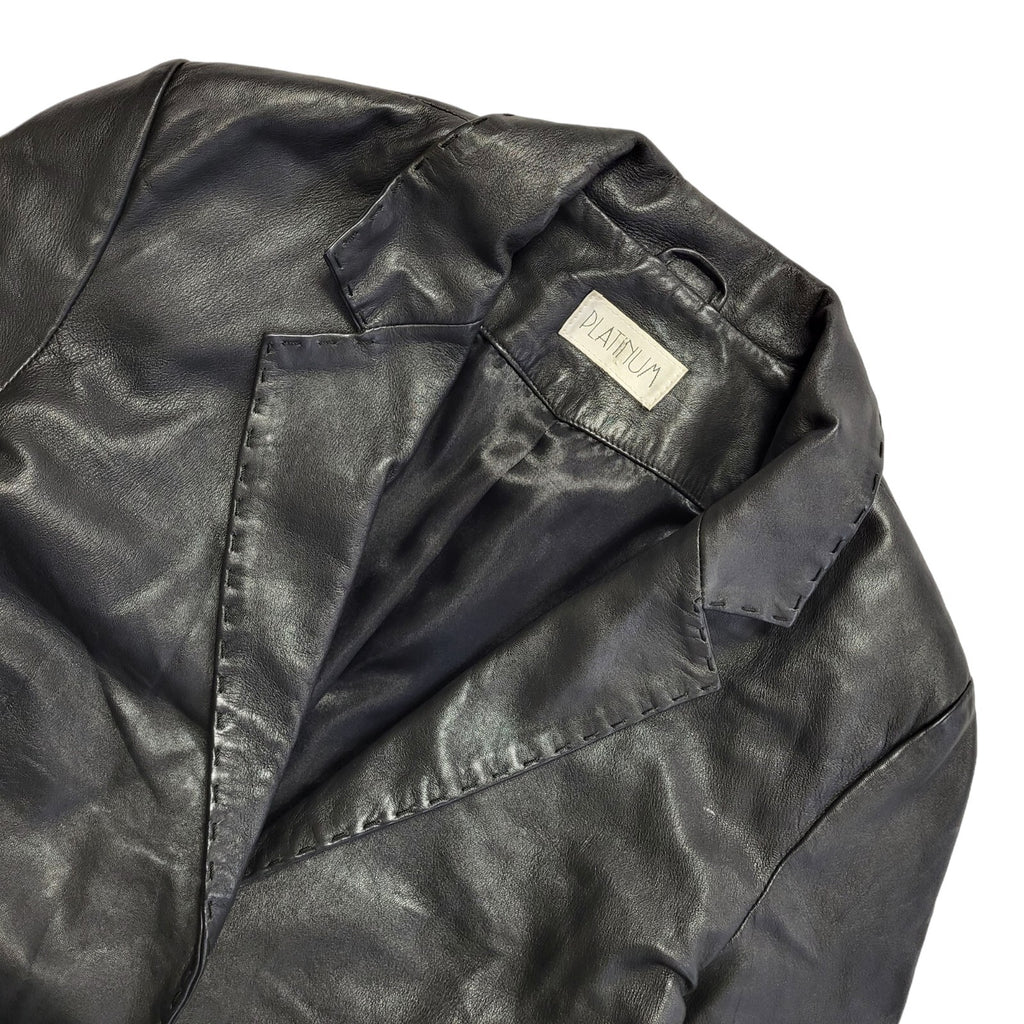 Platinum Vintage 80s Black Leather Jacket Uk Women's Size Large