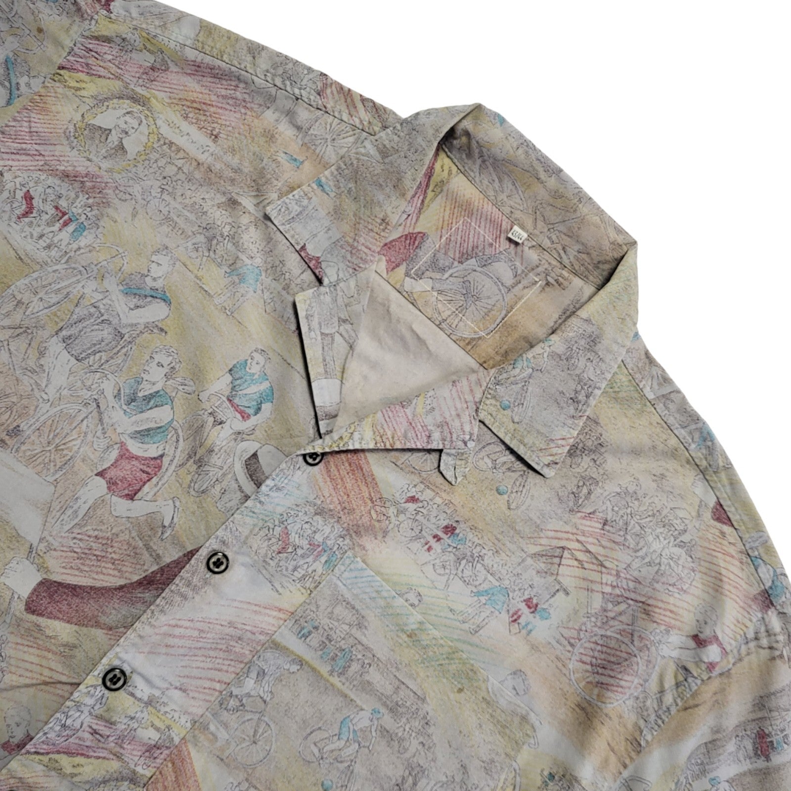 Vintage 90s Purple Abstract Short Sleeve Retro Shirt Uk Men's Size XL
