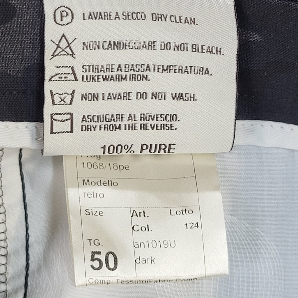 Berwich Pantalone Trousers 90s Black & Grey Cropped Uk Men's Size XL W36 L28
