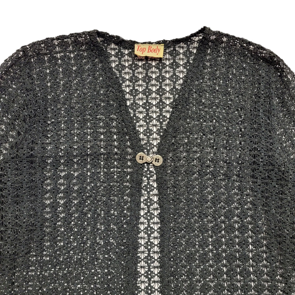 Top Body Vintage 80's Black Clasp Front Long Sleeve Cardigan Womens M/L