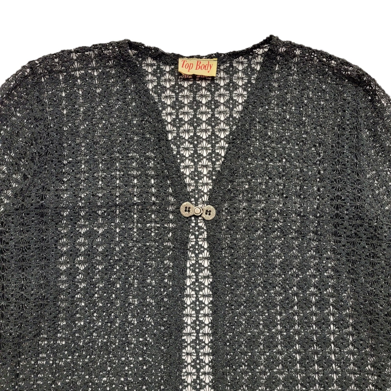 Top Body Vintage 80's Black Clasp Front Long Sleeve Cardigan Womens M/L