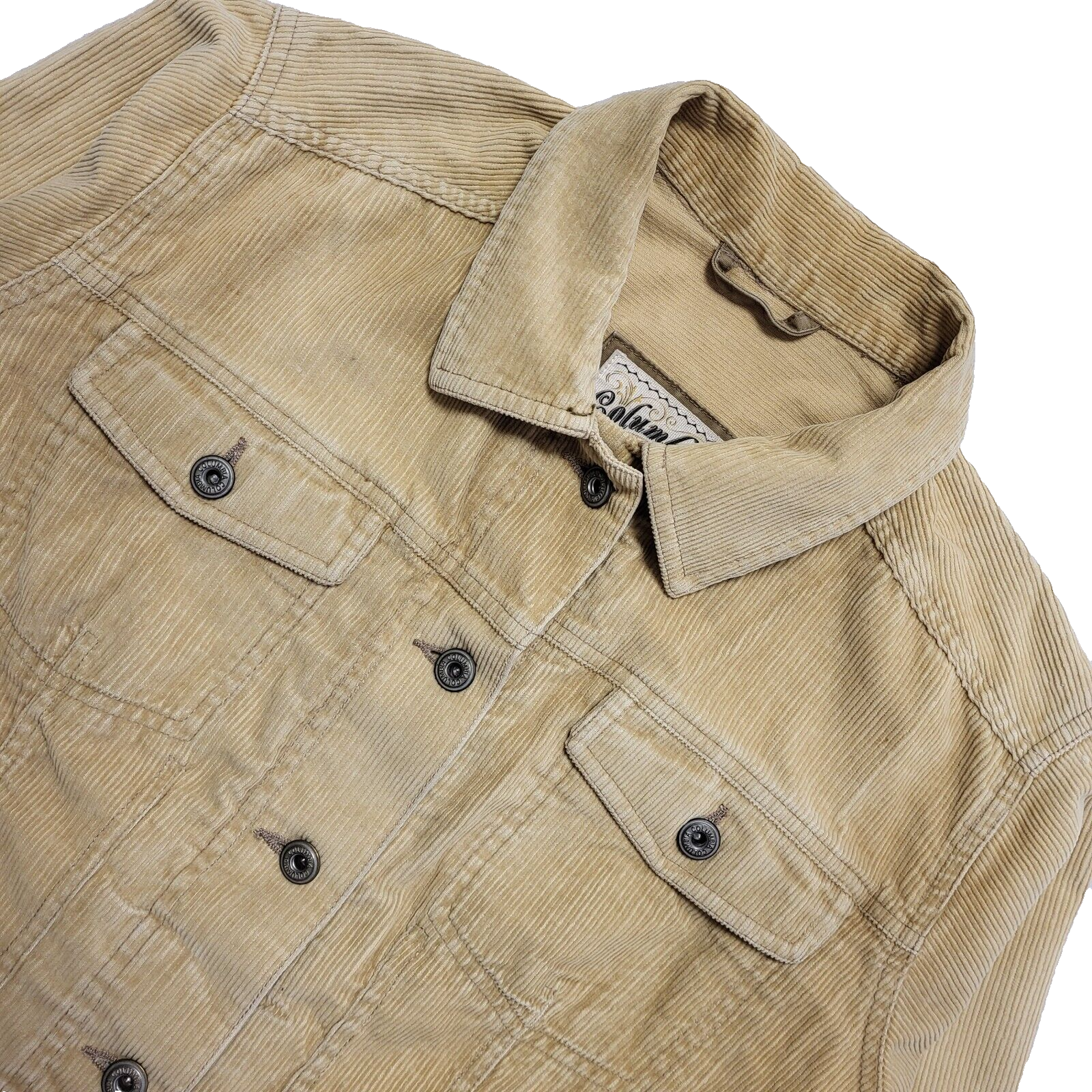 Columbia Blues Vintage 90's beige Corduroy Button Jacket Womens UK Size L