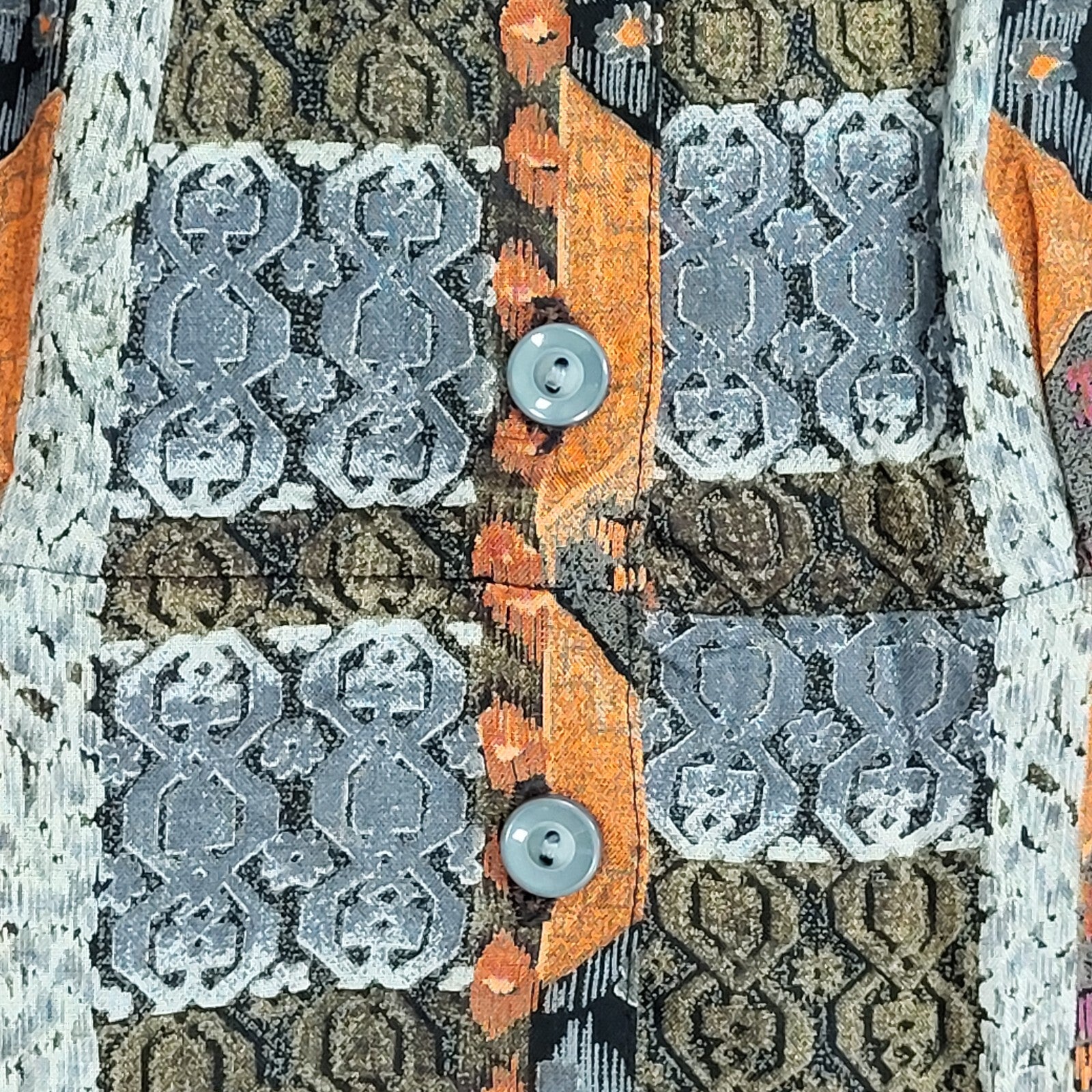 80s Vintage The Dress Company Brown & Grey Patterned Collared Dress Women's 12