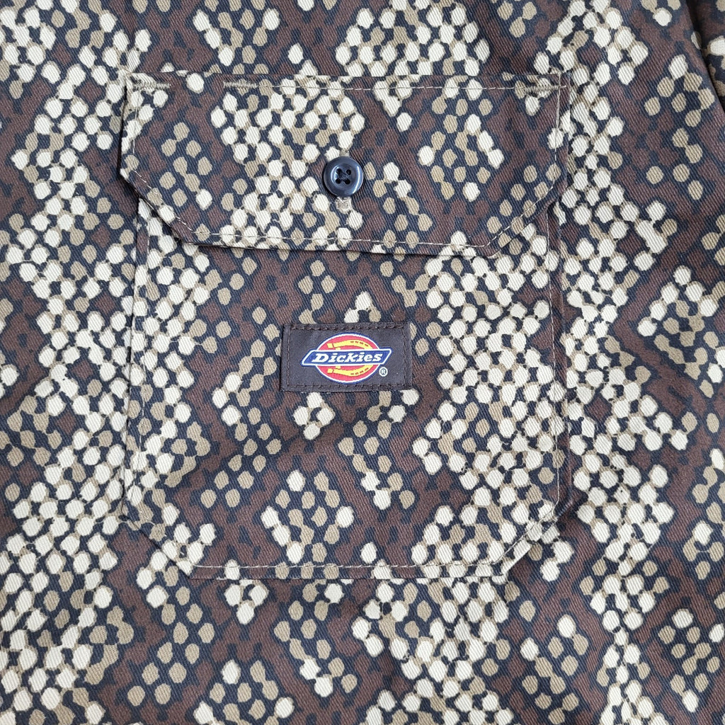 Dickies Y2k Brown Geometric Long Sleeve Shirt Men's UK Size M