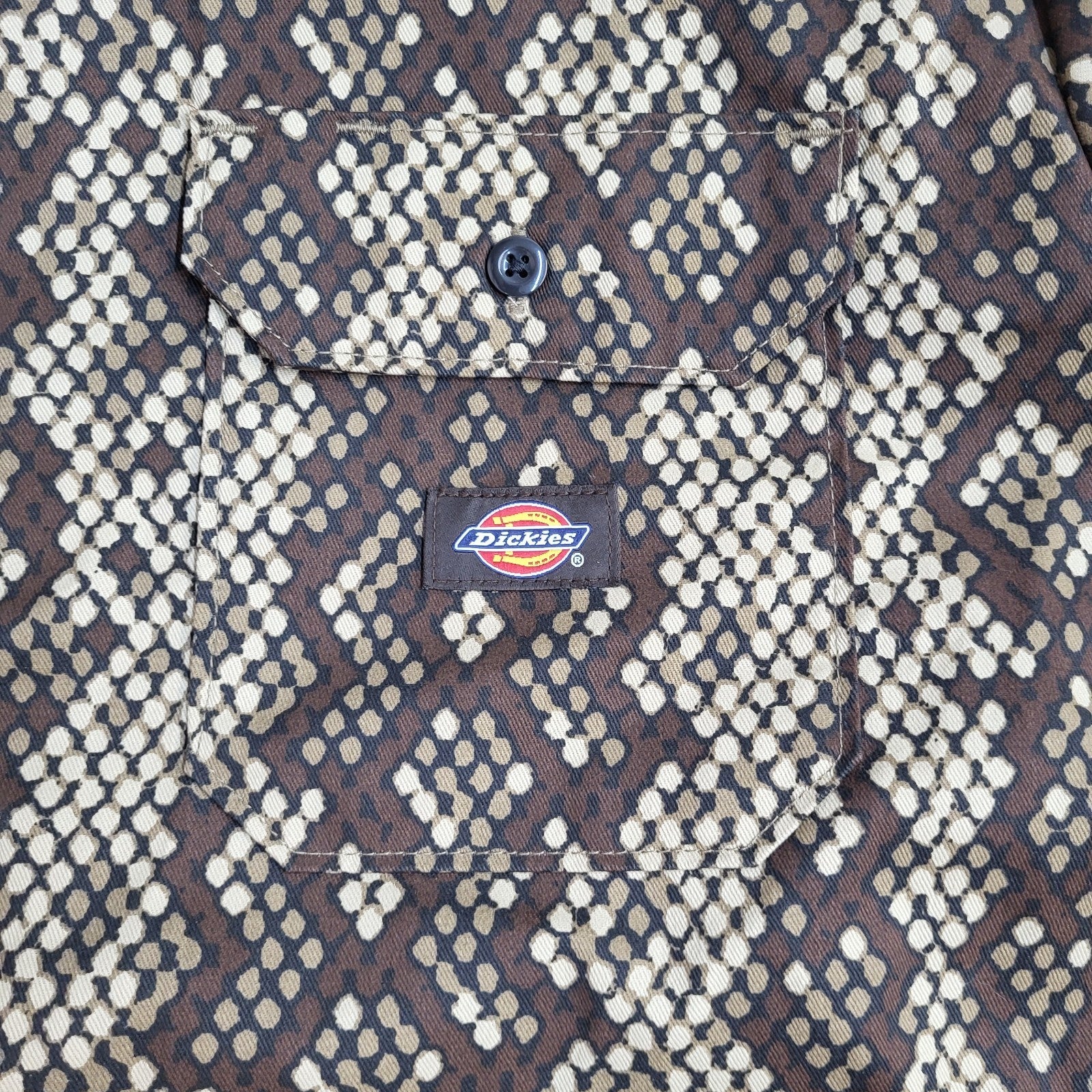 Dickies Y2k Brown Geometric Long Sleeve Shirt Men's UK Size M