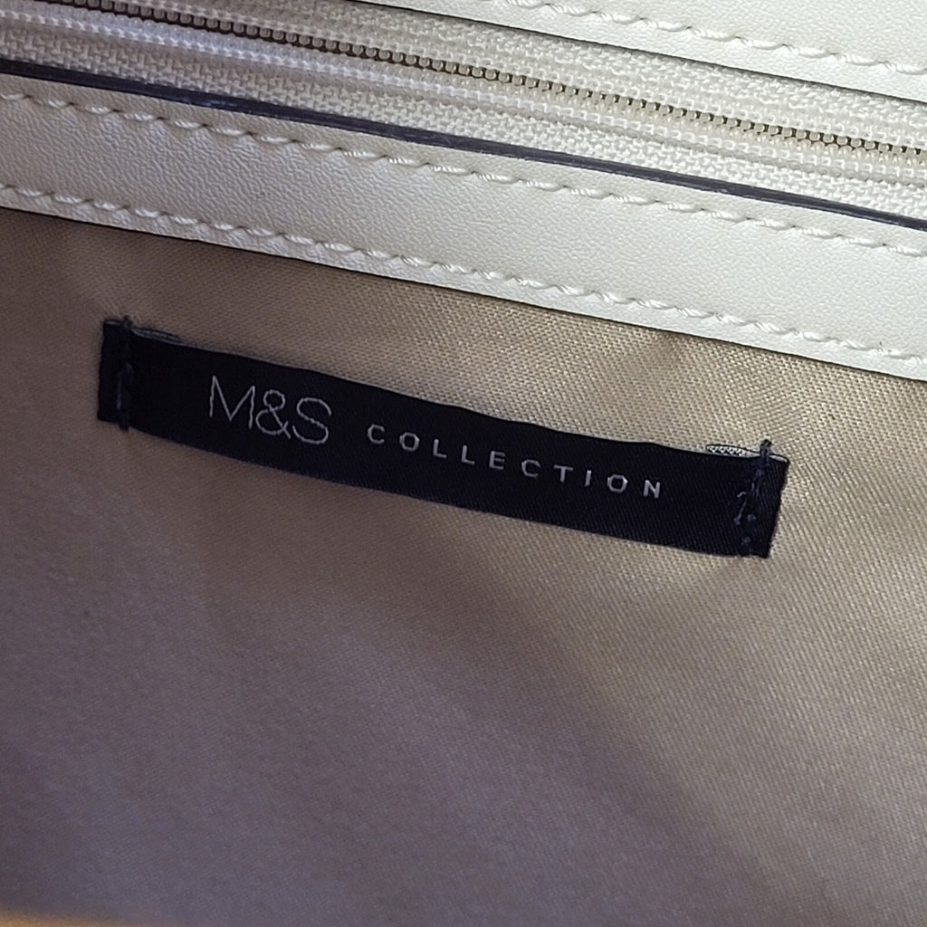 M & S Collection White Top Handle / Shoulder Bag Women's 14" x 12"