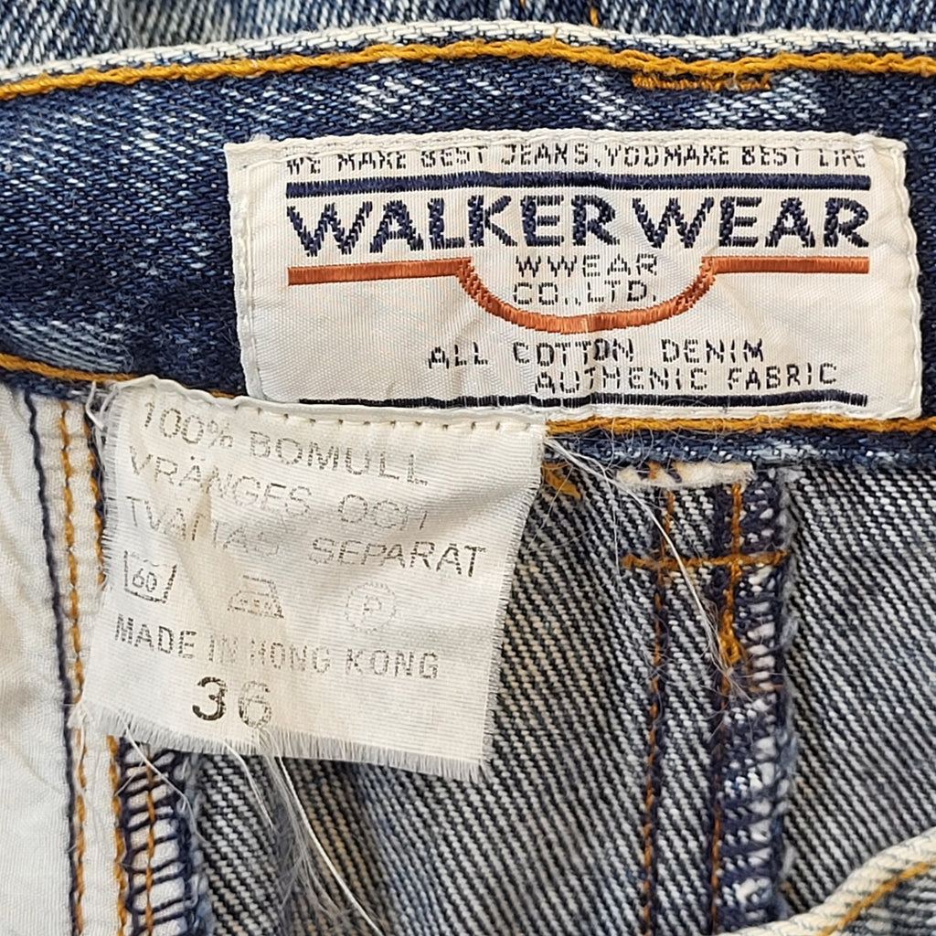 Walker Wear 80s Vintage Blue Acid Wash Midi Denim Skirt Women's Size 8 EU 36 W26