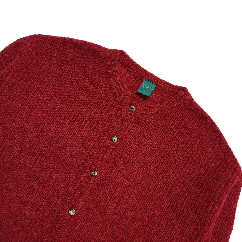 Canda C&A 90s Vintage Red Wool Button-Up Cardigan Uk Women's Size Medium