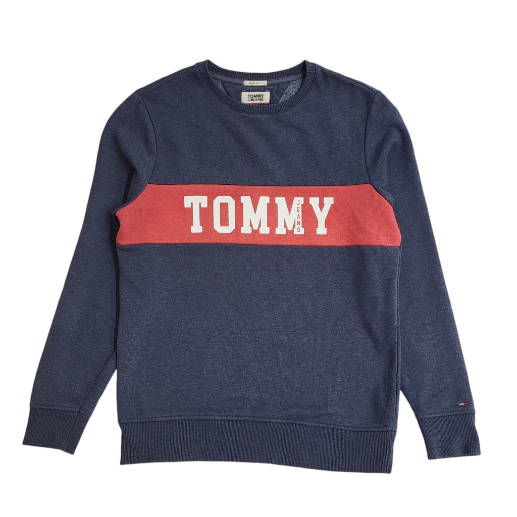 Tommy Hilfiger Sweatshirt Blue & Red Crew Neck 90's UK Men's Size M