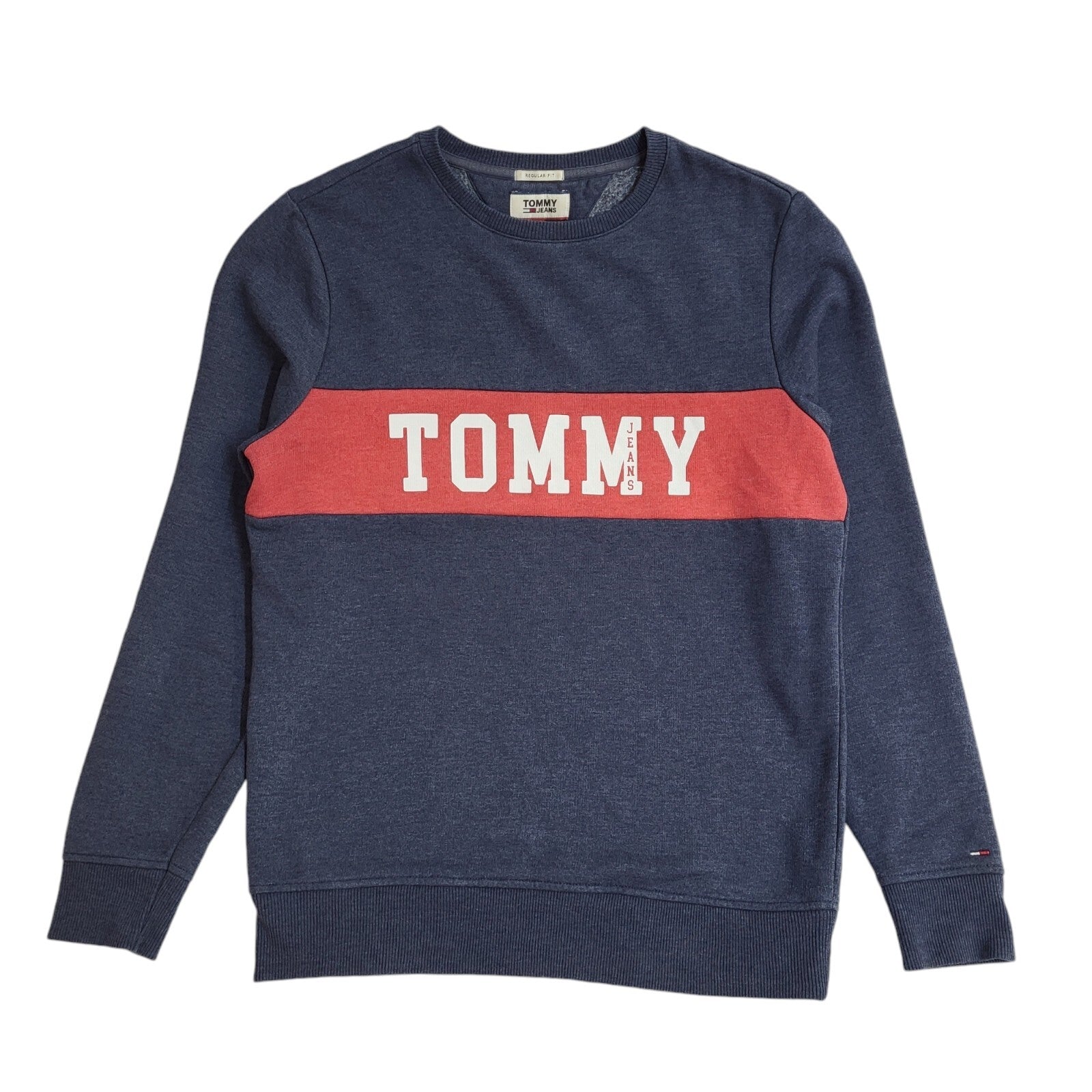 Tommy Hilfiger Sweatshirt Blue & Red Crew Neck 90's UK Men's Size M