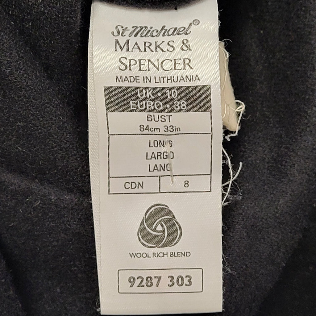 Marks & Spencer 90s Vintage Hooded Black Coat Women's Size 10