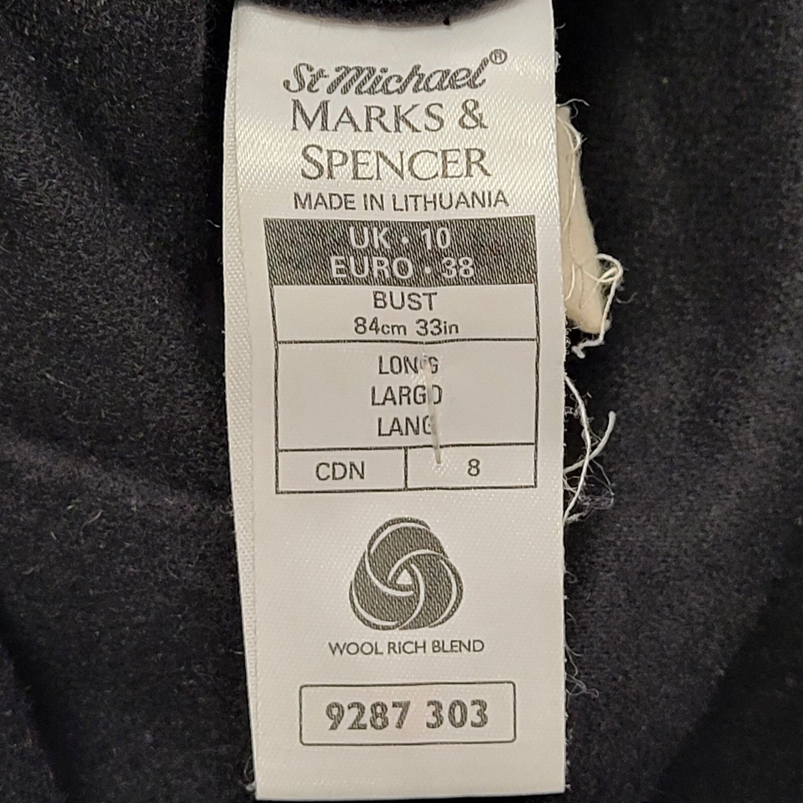 Marks & Spencer 90s Vintage Hooded Black Coat Women's Size 10