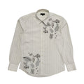 Blue Inc Vintage Y2K White Striped Floral Long Sleeve Shirt Mens UK Medium