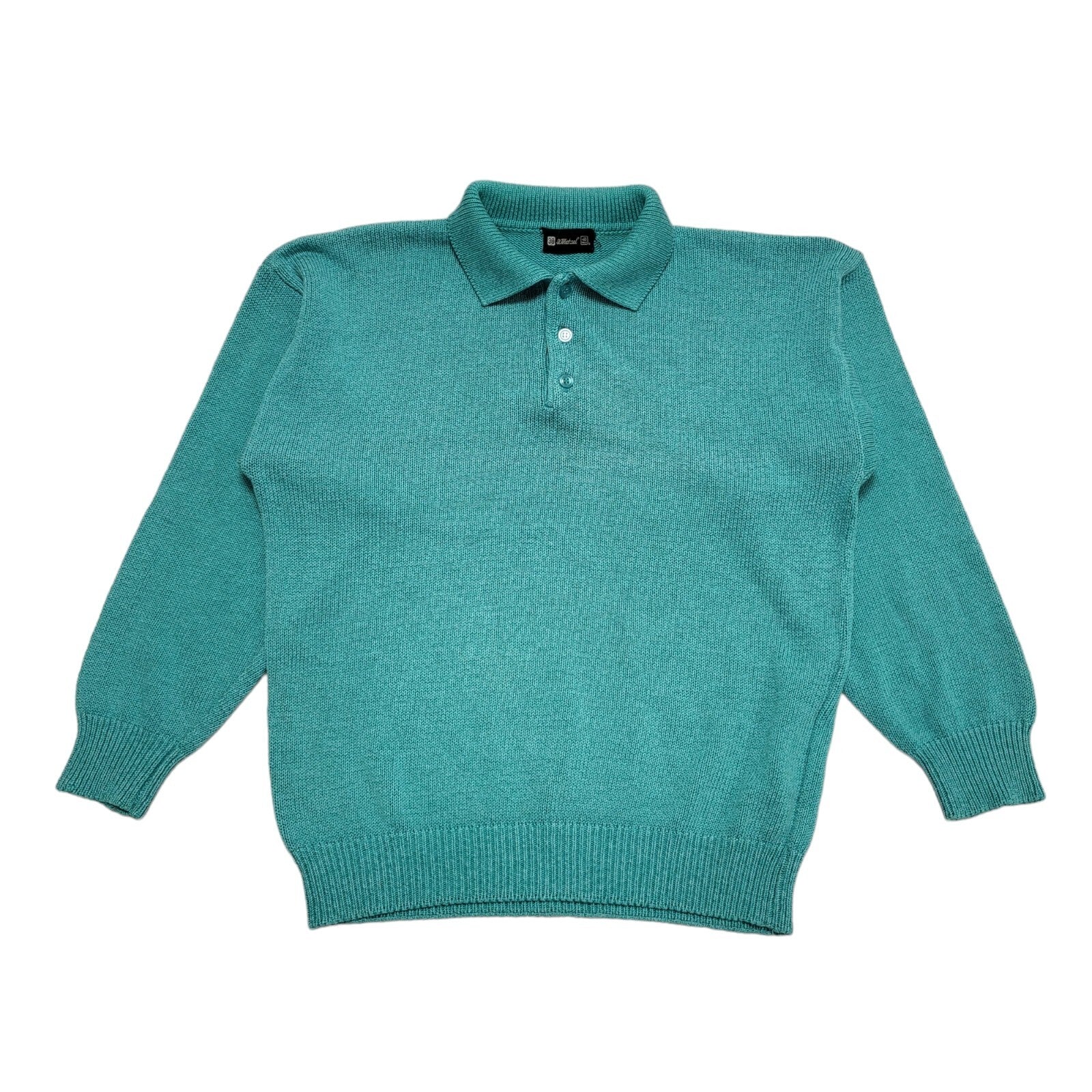 St Michael 80's Teal Collared Knit Jumper UK Women's Size 10