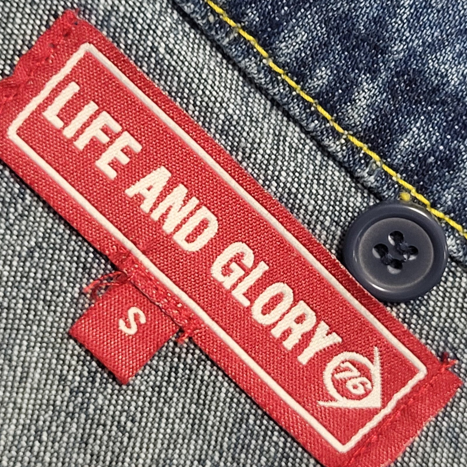 Life & Glory Blue 90s Vintage Button Denim Jacket Uk Men's Size S