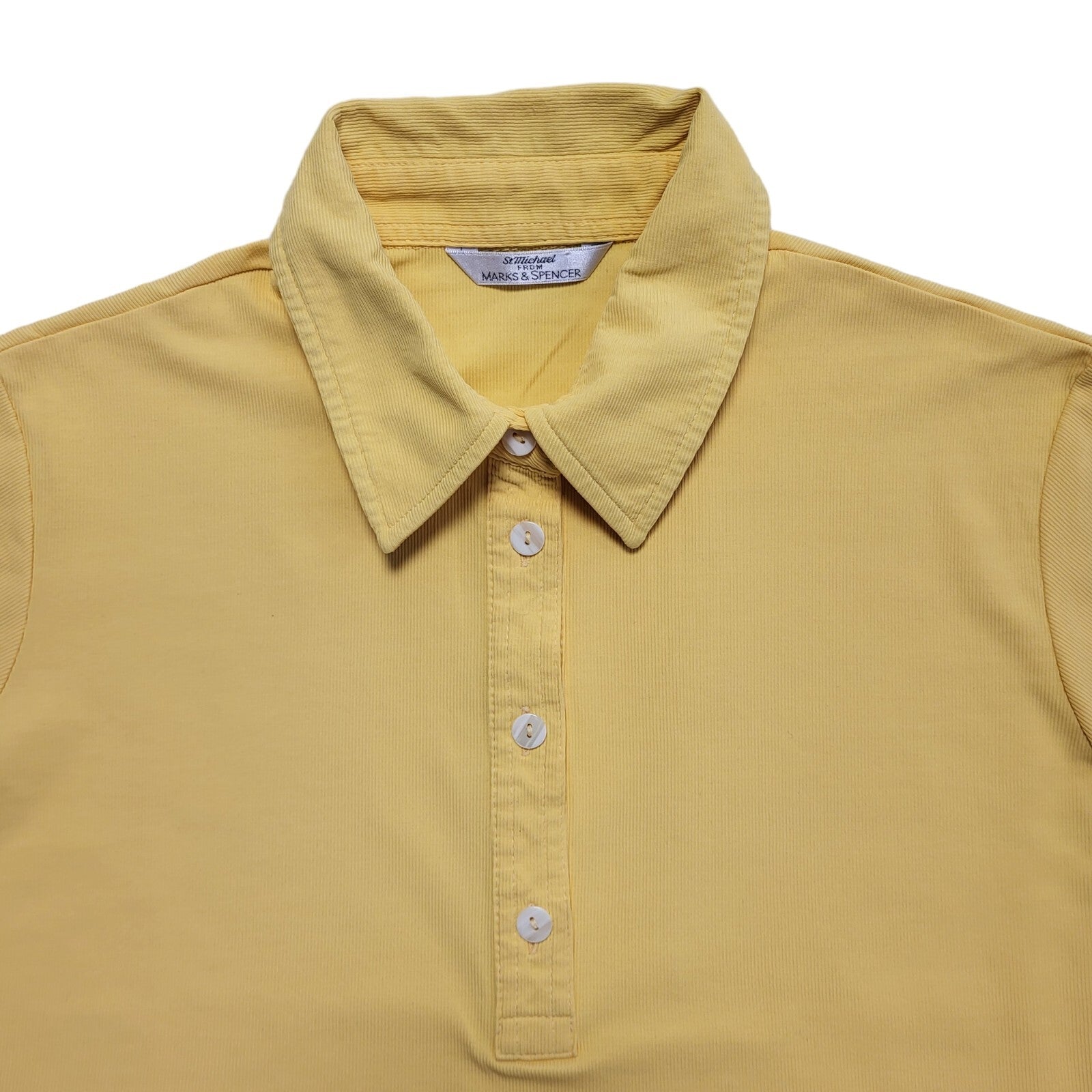 St Michael Vintage Y2k Yellow Collared Polo Shirt Uk Women's Size 12