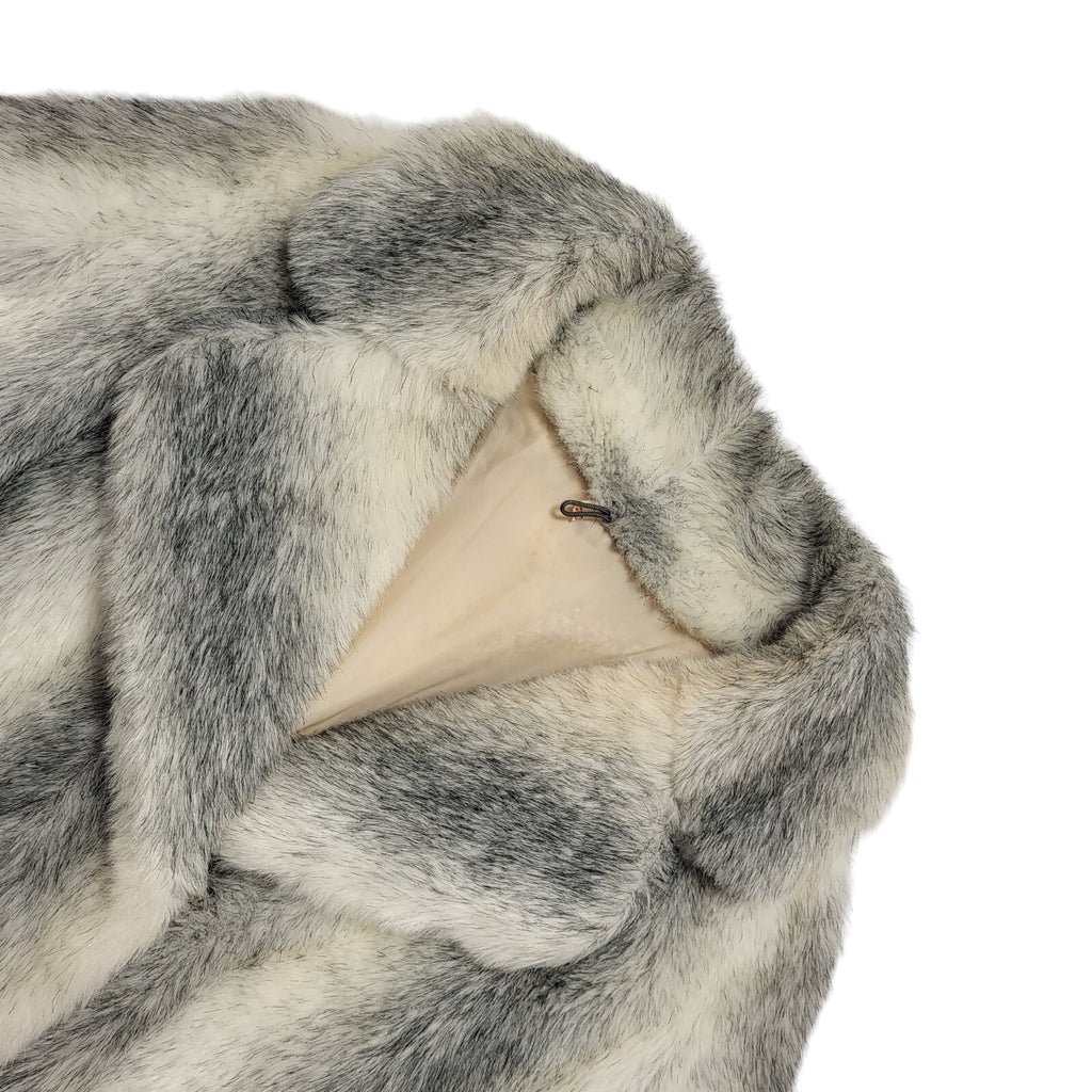 Vintage 80's Grey & White Faux Fur Jacket Womens UK Size 20