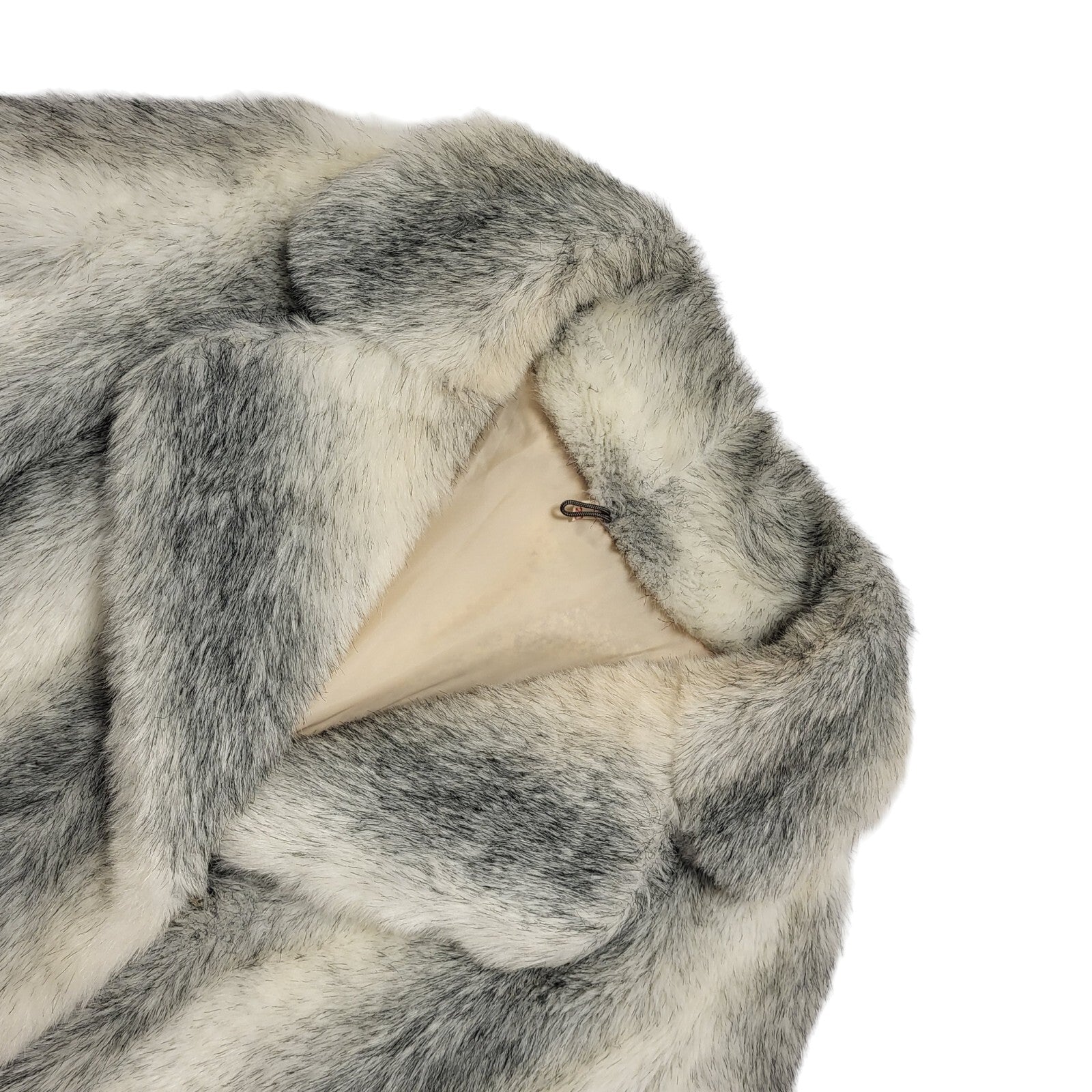 Vintage 80's Grey & White Faux Fur Jacket Womens UK Size 20