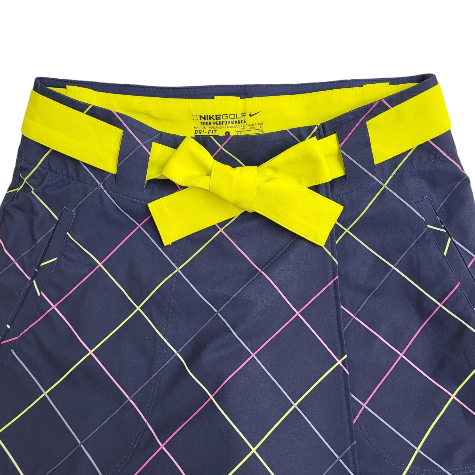 Nike Golf Dri-Fit Blue & Yellow Sports Skirt Uk Women's Size 4