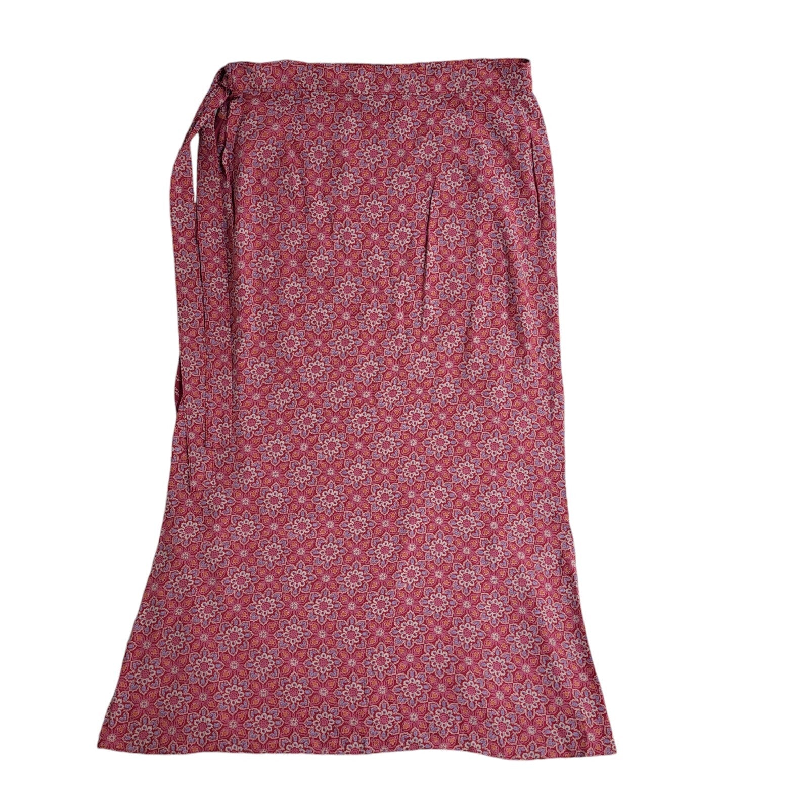 M&S Pink Vintage 90's |Floral Wrap Around Long Skirt Women's Size 16 W34