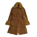 Red Cherry Brown 80s Buttons Corduroy Coat Uk Girl's Size 11 Years