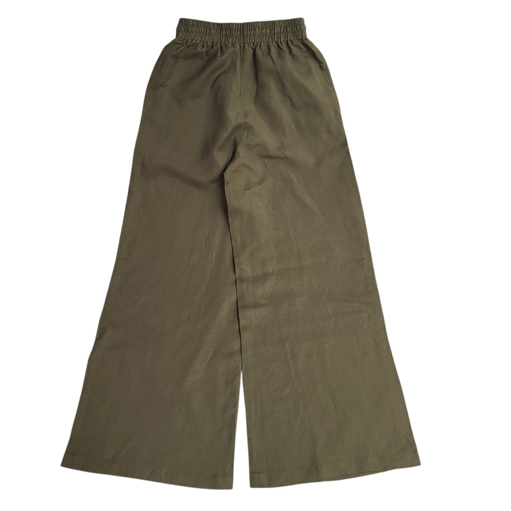 Karen Millen Y2K Green Wide Leg Linen Trousers Women's Size 8 W26 L30