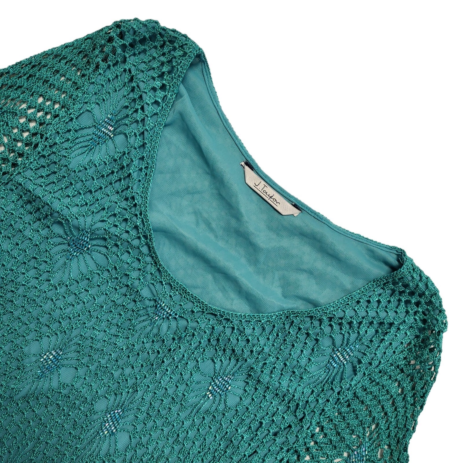 J.Taylor Vintage 90's Green Sequin Lined Top Womens UK Size 16