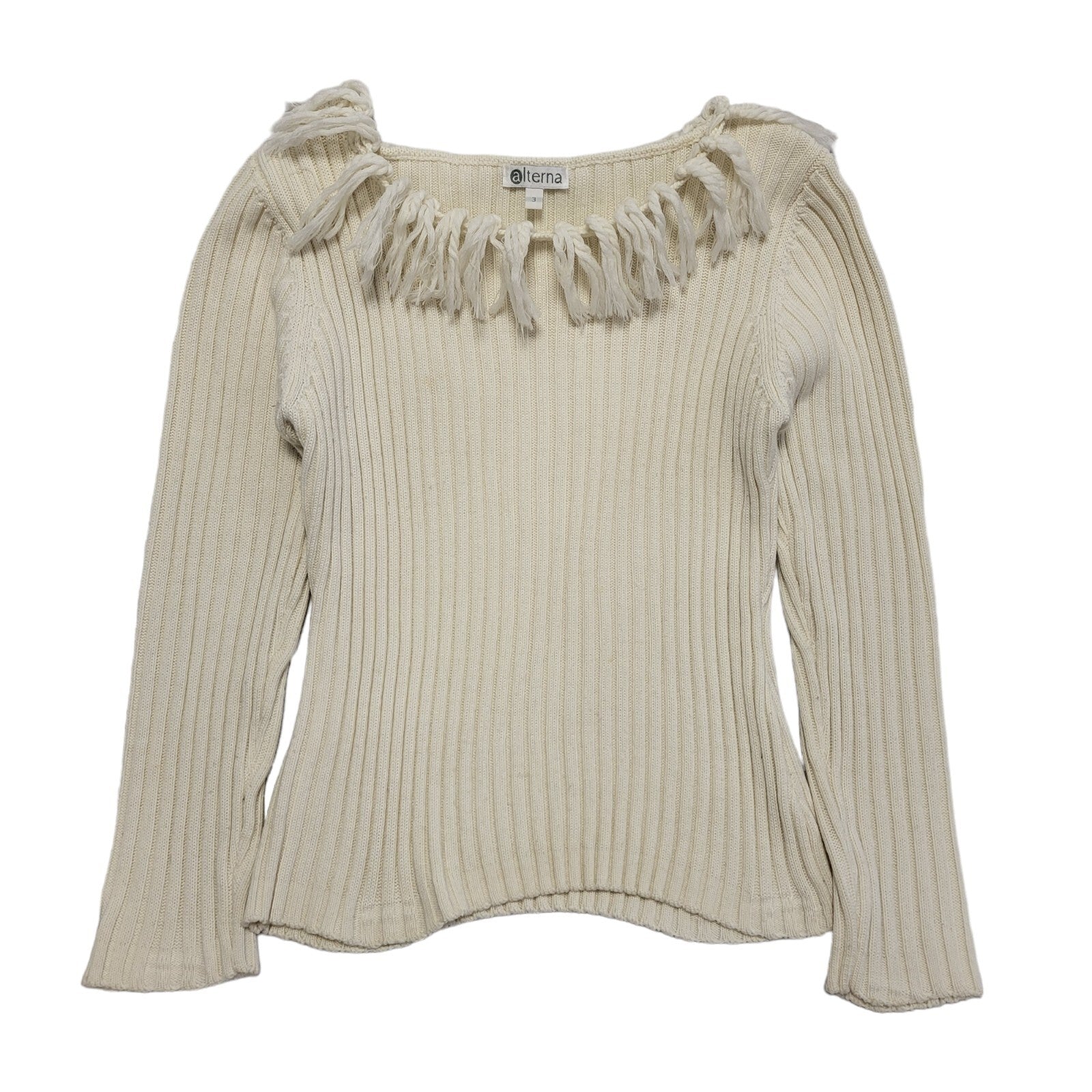 Alterna Vintage 90s Cream Tasselled Jumper Womens UK Size 12