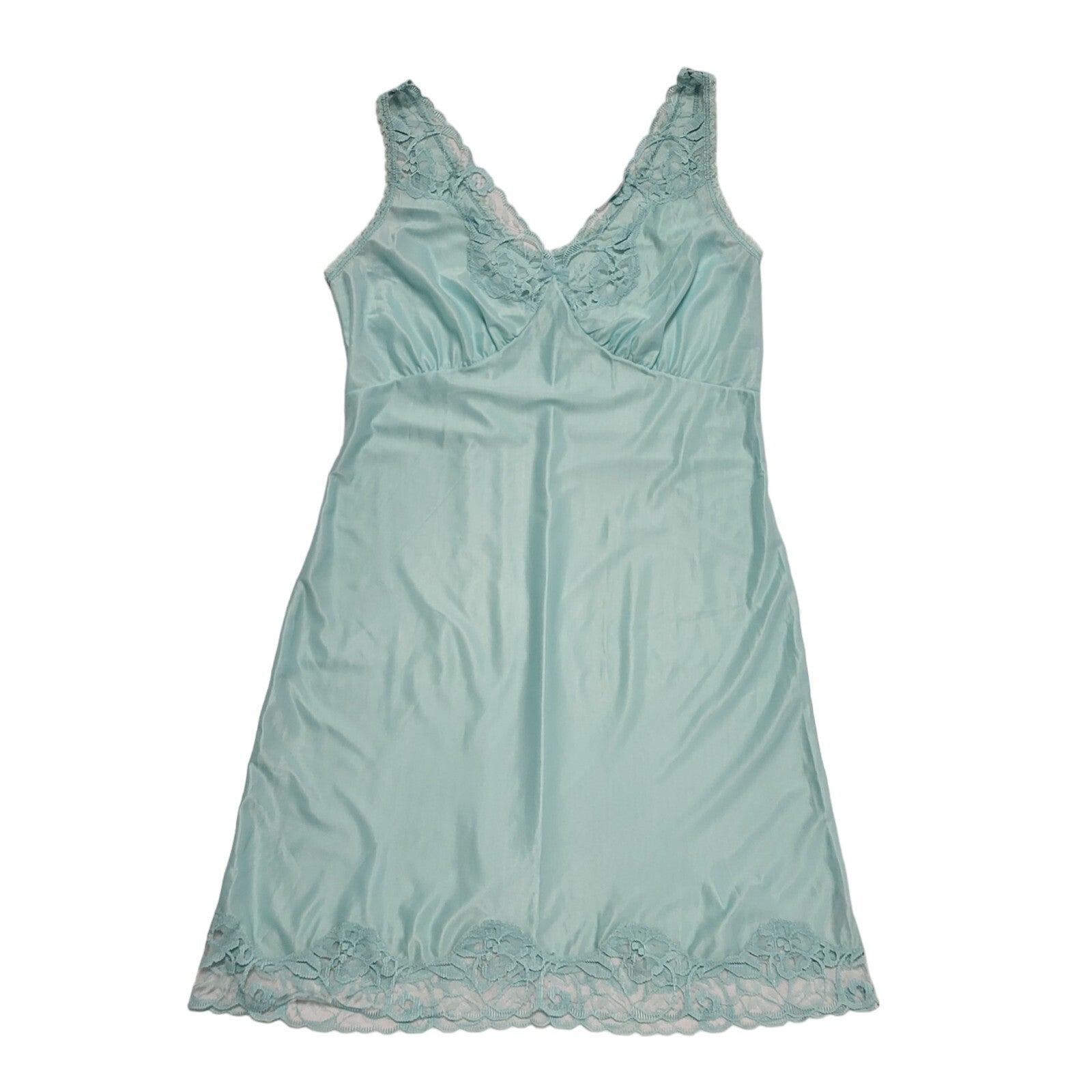 Textil 70s Vintage Light Blue Nightie Slip Dress Women's Size Large