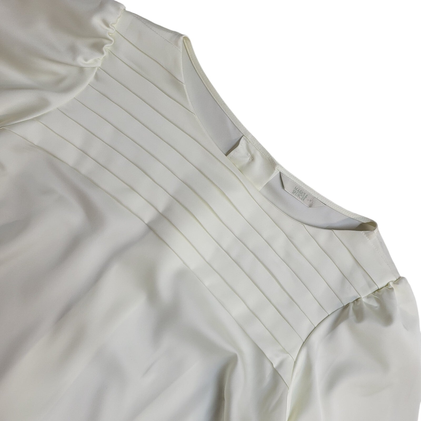 Marks and Spencer Vintage 90s Cream Short Sleeve Top UK Women's Size 14