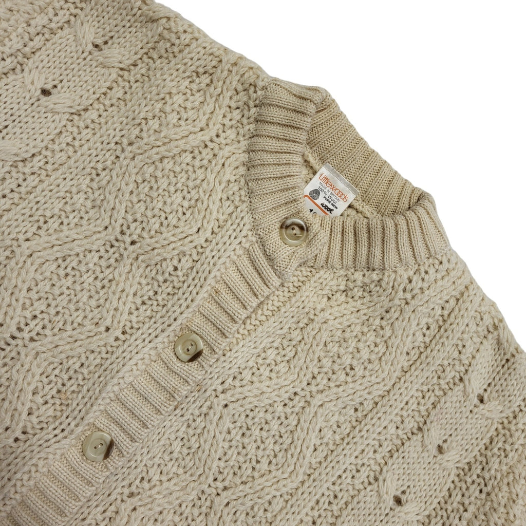Littlewoods 80s Vintage Cream Wool Blend Cardigan Women's Size 18