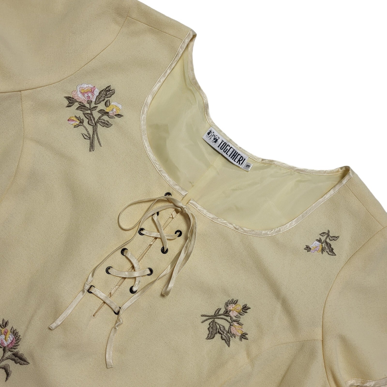 Together 70s Vintage Yellow 2 Piece Dress Suit Uk Women's Size 18 W36