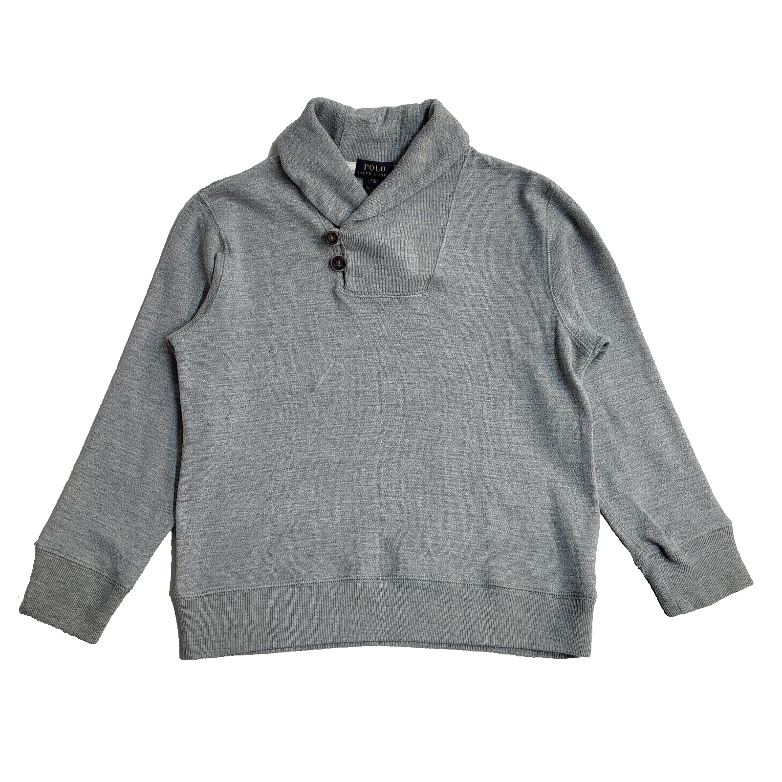 Polo Ralph Lauren Y2K Grey Button Long Sleeve Sweatshirt Boy's S Age 8