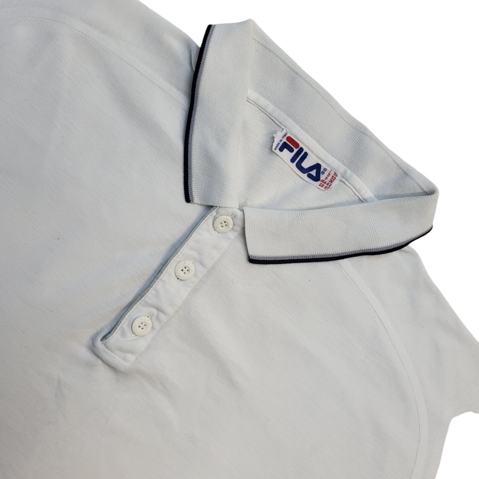 Fila 90s Vintage White Sport Market Lodi Sports Short Sleeve Polo Shirt Men's m