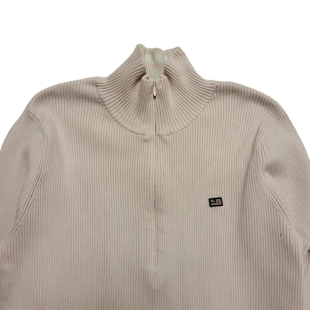 Ralph Lauren Y2K Pink 1/4 Zip High Neck Jumper Womens UK Size L