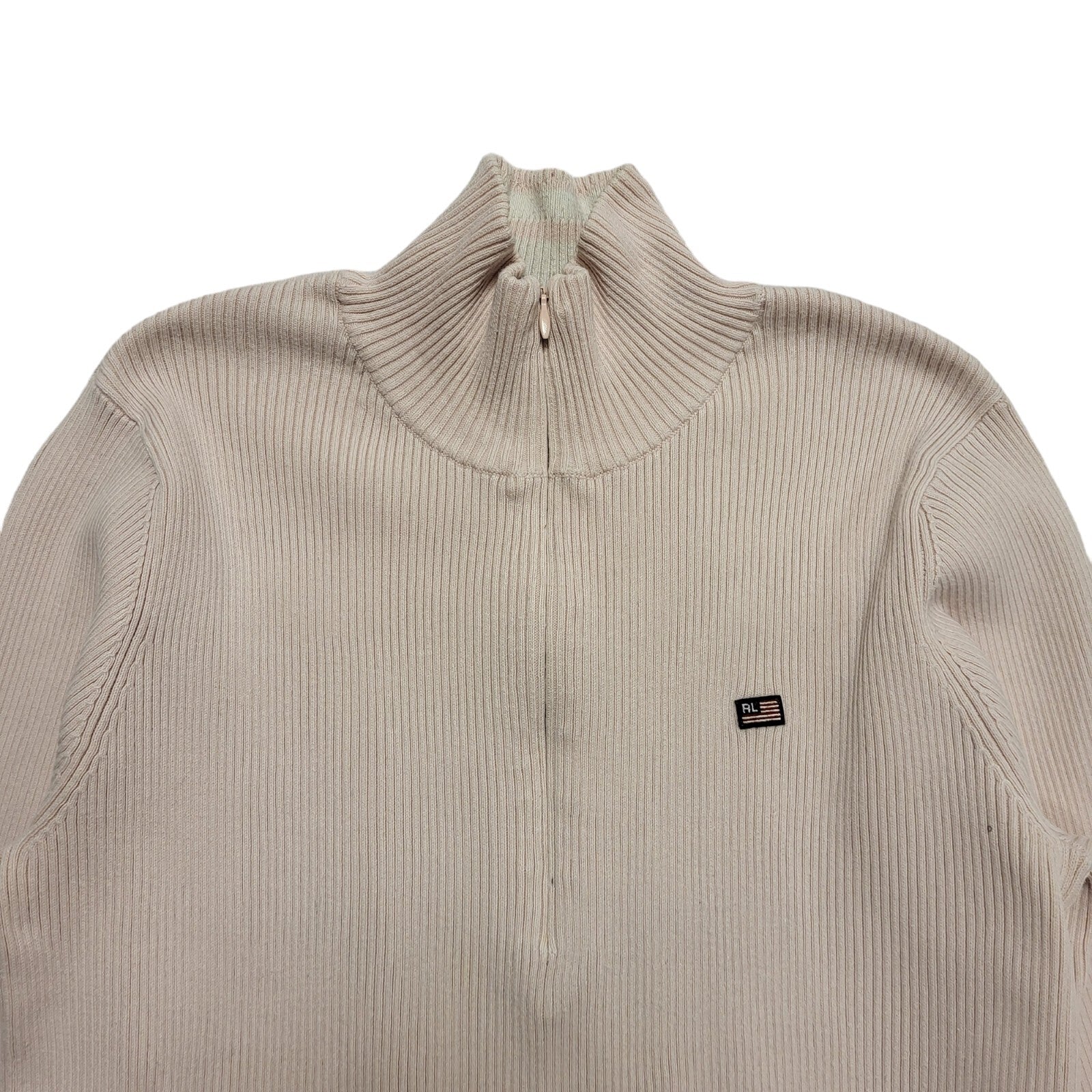 Ralph Lauren Y2K Pink 1/4 Zip High Neck Jumper Womens UK Size L